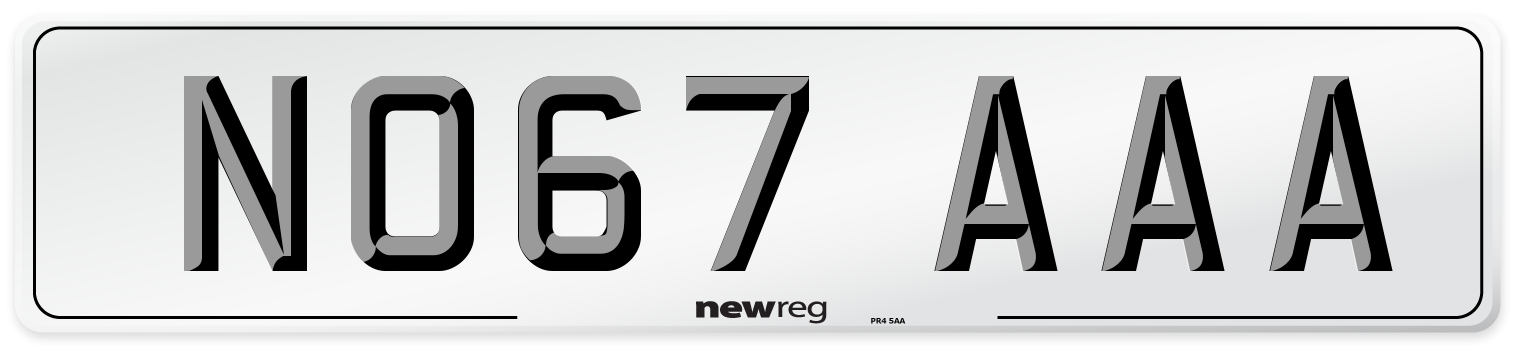 NO67 AAA Number Plate from New Reg